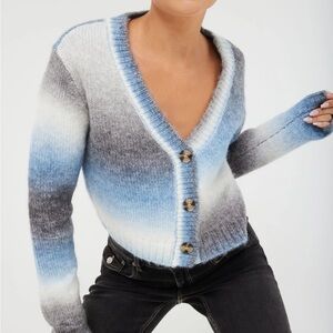 Garage Blue and Gray Gradient Cropped Cardigan